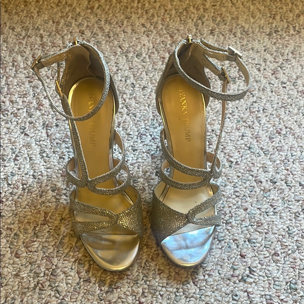 Ivanka Trump Silver Strappy Heels